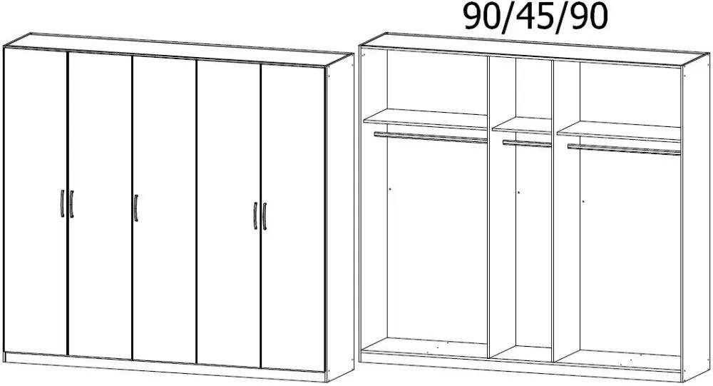 Pure Quadra-Spin 5 Door Wardrobe - Grey