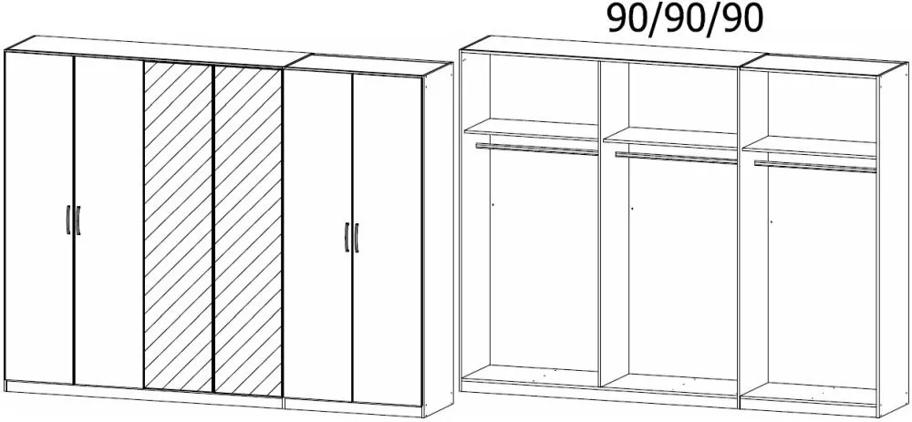 Pure Quadra-Spin 6 Door Mirror Wardrobe - Grey