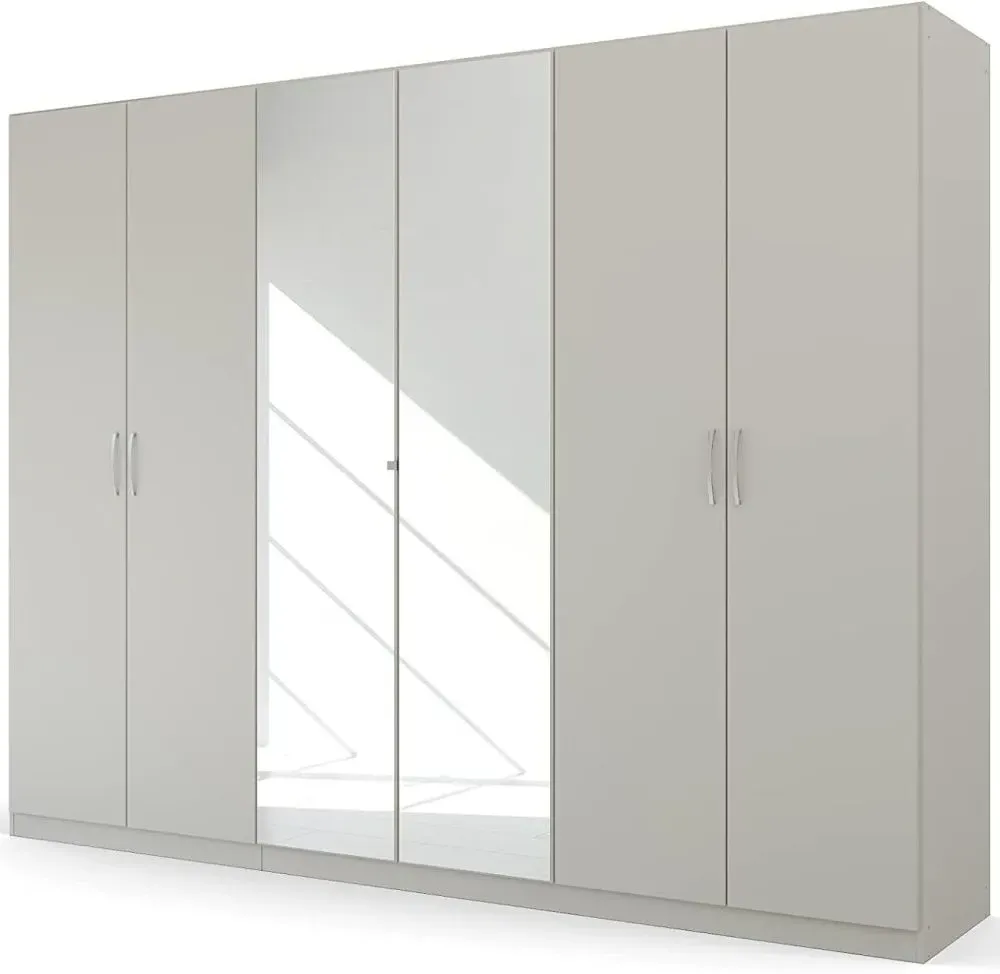 Pure Quadra-Spin 6 Door Mirror Wardrobe - Grey