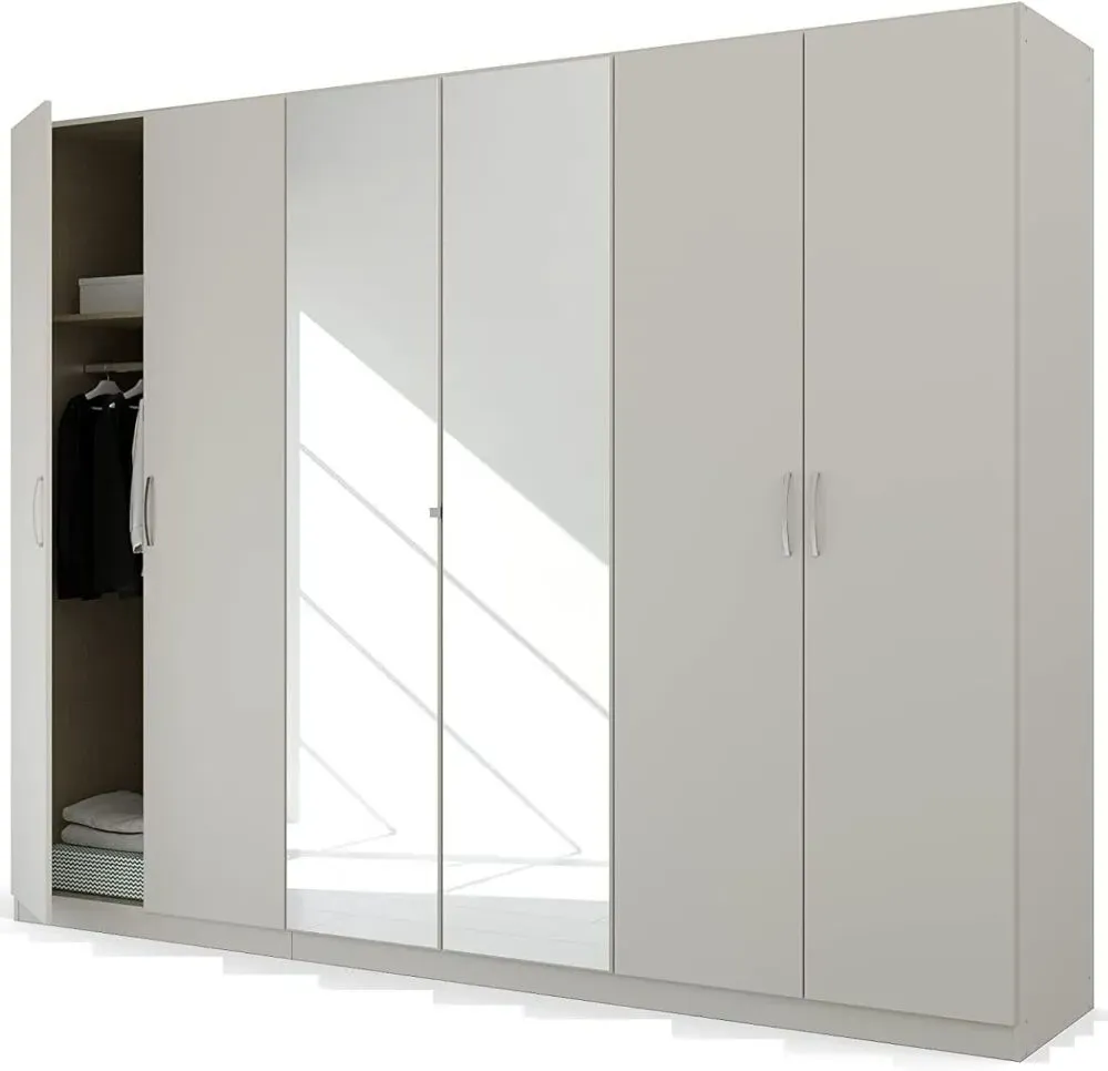 Pure Quadra-Spin 6 Door Mirror Wardrobe - Grey