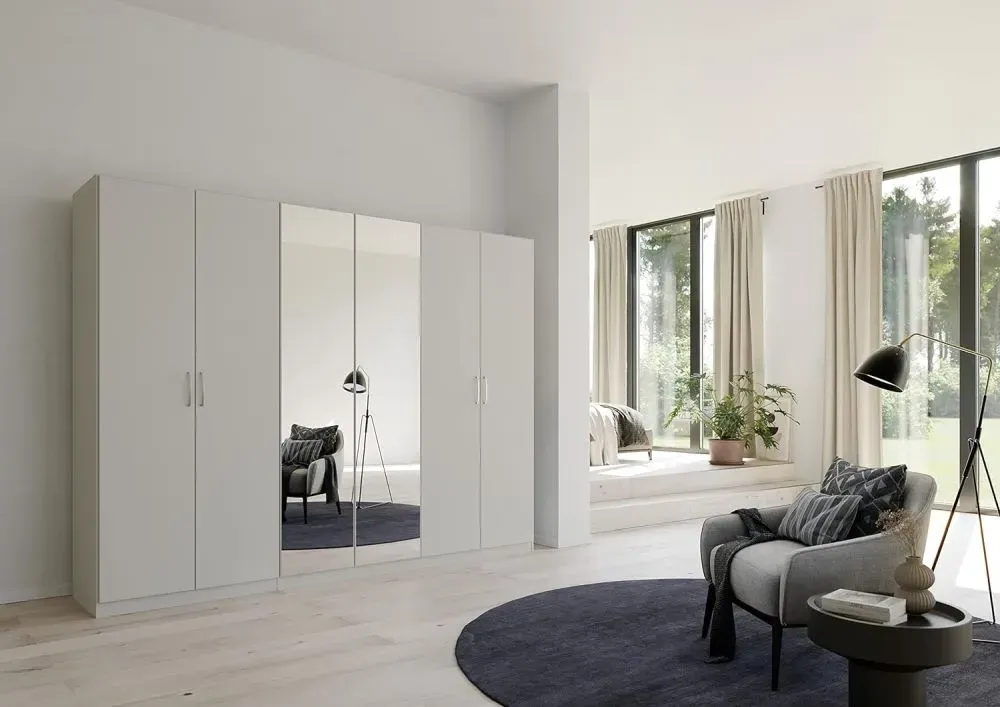 Pure Quadra-Spin 6 Door Mirror Wardrobe - Grey