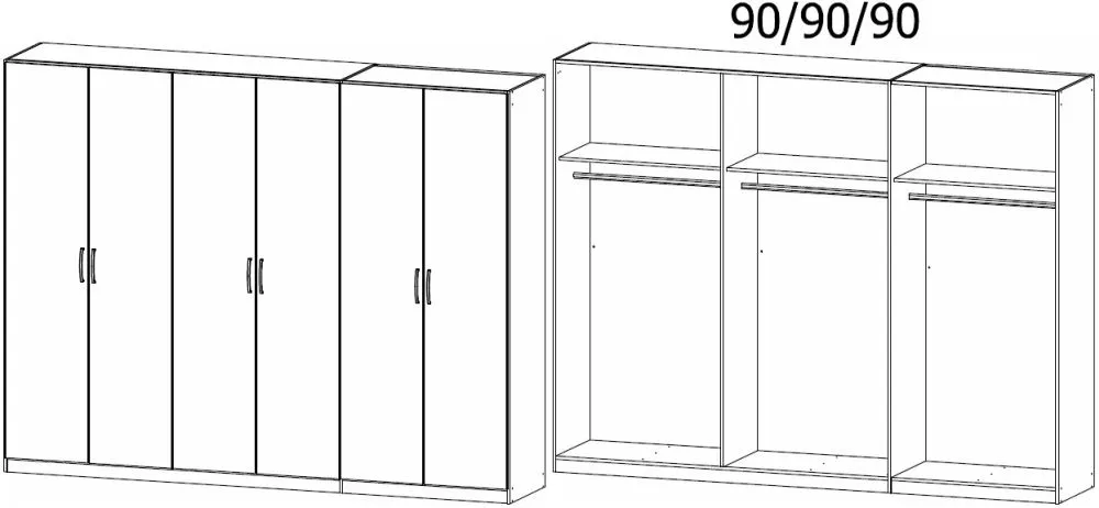 Pure Quadra-Spin 6 Door Wardrobe - Grey