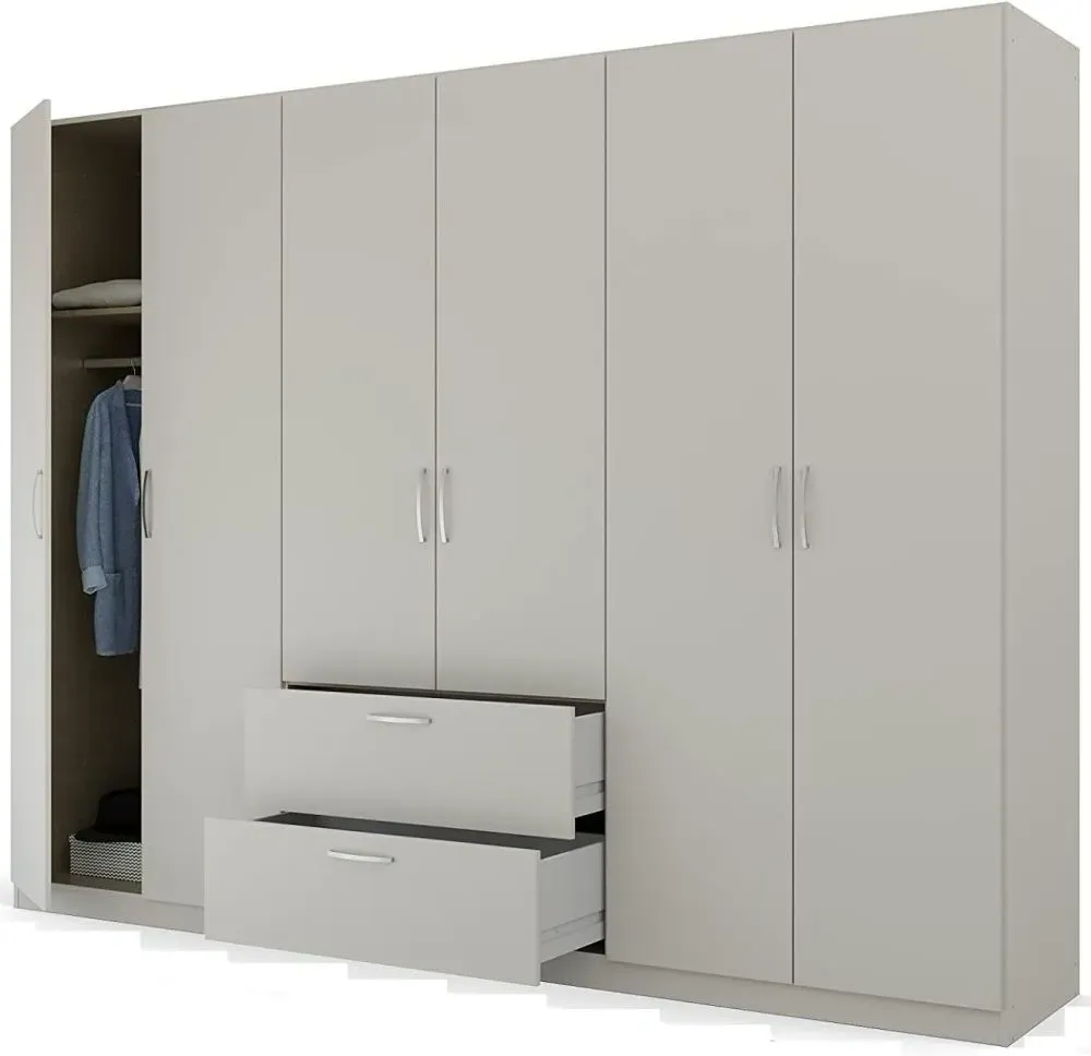 Pure Quadra-Spin 6 Door Wardrobe with Drawers - Grey