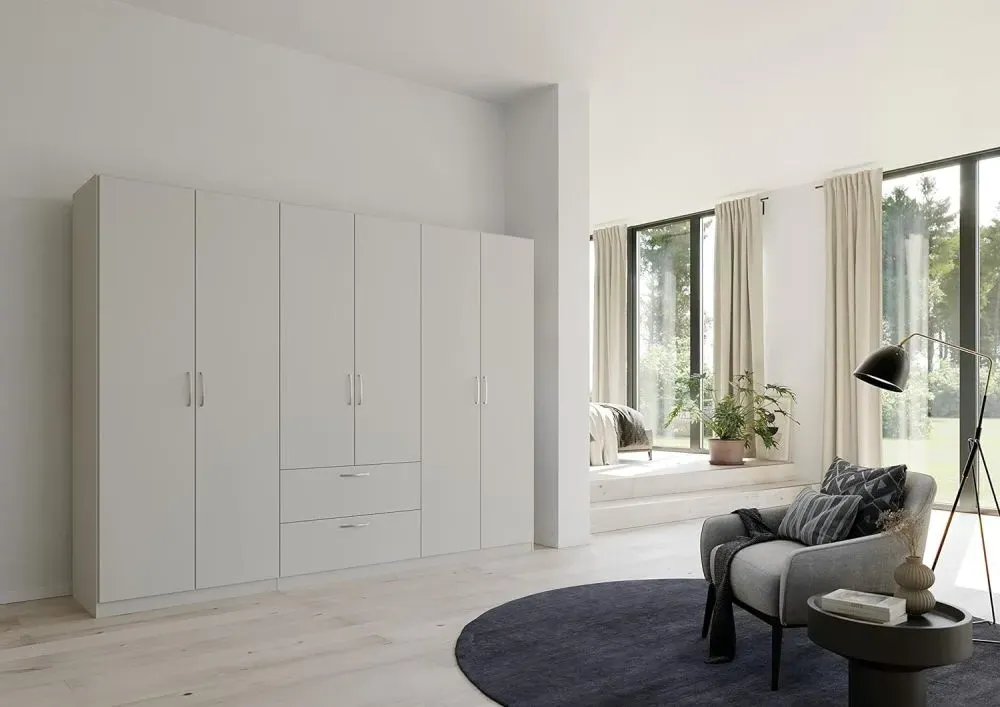 Pure Quadra-Spin 6 Door Wardrobe with Drawers - Grey
