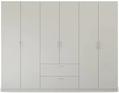 Pure Quadra-Spin 6 Door Wardrobe with Drawers - Grey