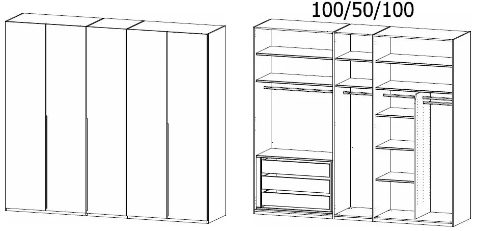 Purisma 251cm 5 Door Wardrobe - Graphite