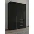 Purisma 3 Door Wardrobe with Drawers - Graphite, Basalt Glass