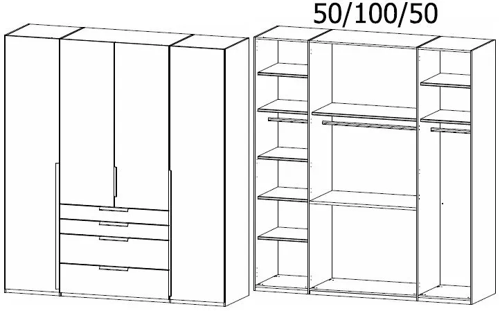 Purisma 4 Door Wardrobe with Drawers - Silk Grey