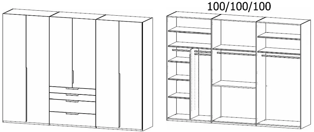 Purisma 6 Door Wardrobe with Drawers - Silk Grey