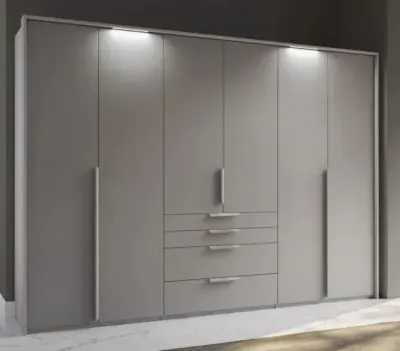 Purisma 6 Door Wardrobe with Drawers - Silk Grey