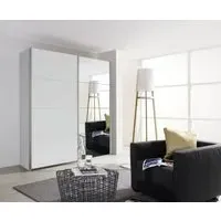 Quadra 2 Door Mirror Sliding Wardrobe - Alpine White