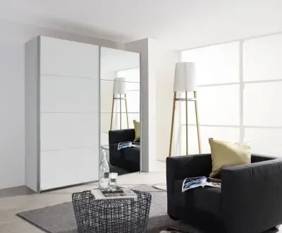 Quadra 2 Door Mirror Sliding Wardrobe - Alpine White image