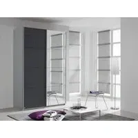 Quadra 2 Door Mirror Sliding Wardrobe - Silk Grey, Basalt Glass