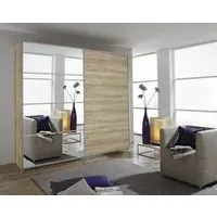 Quadra 2 Door Mirror Sliding Wardrobe - Sonoma Oak