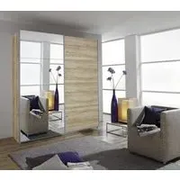 Quadra 2 Door Mirror Sliding Wardrobe - Sonoma Oak
