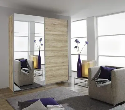 Quadra 2 Door Mirror Sliding Wardrobe - Sonoma Oak