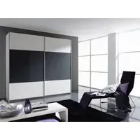 Quadra 2 Door Sliding Wardrobe - Alpine White, Metallic Grey