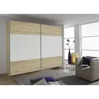 Quadra 2 Door Sliding Wardrobe - Oak, White