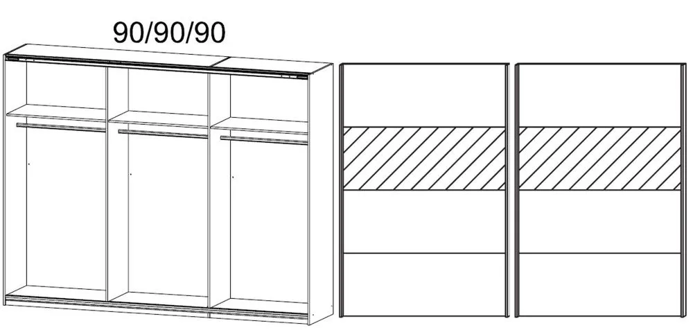 Quadra 2 Door Sliding Wardrobe - Oak, White Glass