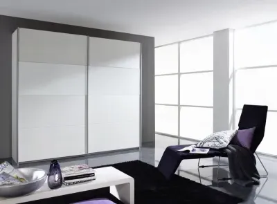 Quadra 2 Door Sliding Wardrobe - Silk Grey, White Glass
