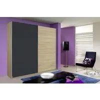 Quadra 2 Door Sliding Wardrobe - Sonoma Oak, Metallic Grey