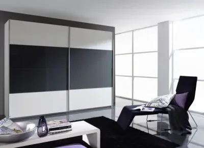 Quadra 2 Door Sliding Wardrobe - White, Dark Grey