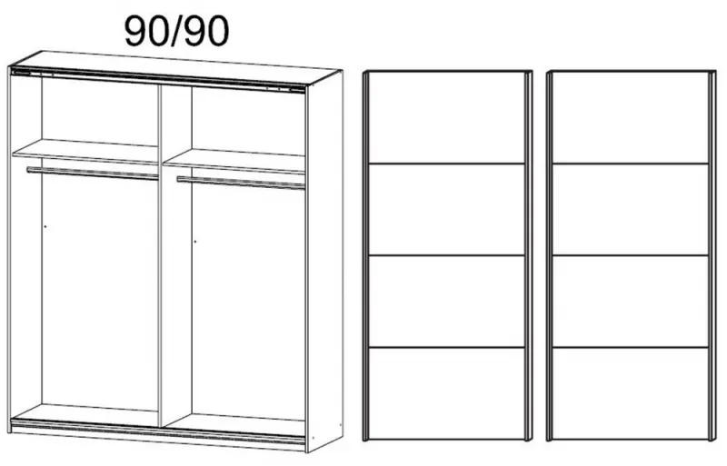 Quadra 2 Door Sliding Wardrobe - White, Metallic Grey