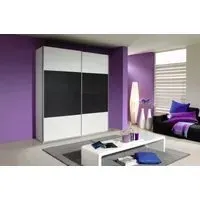 Quadra 2 Door Sliding Wardrobe - White, Metallic Grey