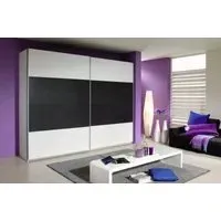 Quadra 2 Door Sliding Wardrobe - White, Metallic Grey