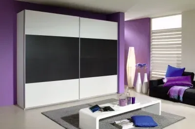 Quadra 2 Door Sliding Wardrobe - White, Metallic Grey