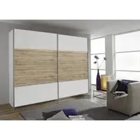 Quadra 2 Door Sliding Wardrobe - White, Oak