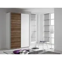 Quadra 2 Door Sliding Wardrobe - White, Oak
