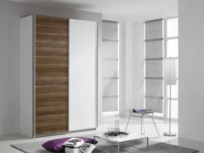 Quadra 2 Door Sliding Wardrobe - White, Oak