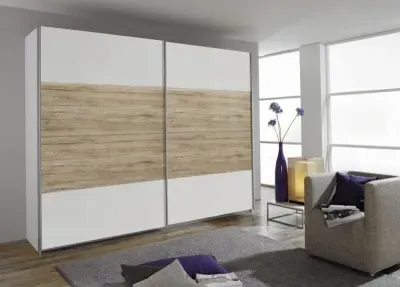 Quadra 2 Door Sliding Wardrobe - White, Oak