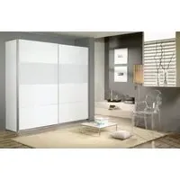 Quadra 2 Door Sliding Wardrobe - White, Silk Grey Glass