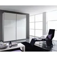 Quadra 2 Door Sliding Wardrobe with Glass - White