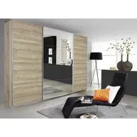 Quadra 3 Door Mirror Sliding Wardrobe - Sonoma Oak
