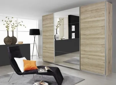 Quadra 3 Door Mirror Sliding Wardrobe - Sonoma Oak image