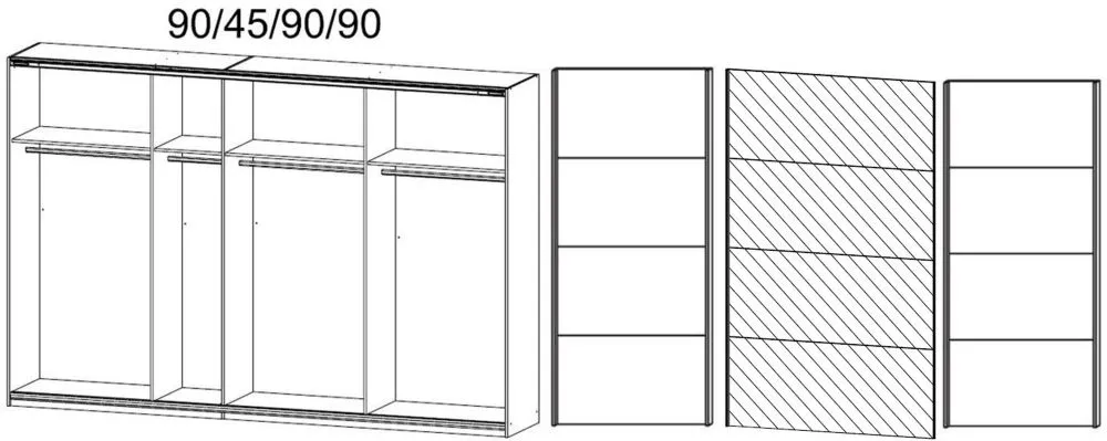 Quadra 3 Door Mirror Sliding Wardrobe - White