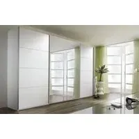 Quadra 3 Door Mirror Sliding Wardrobe - White