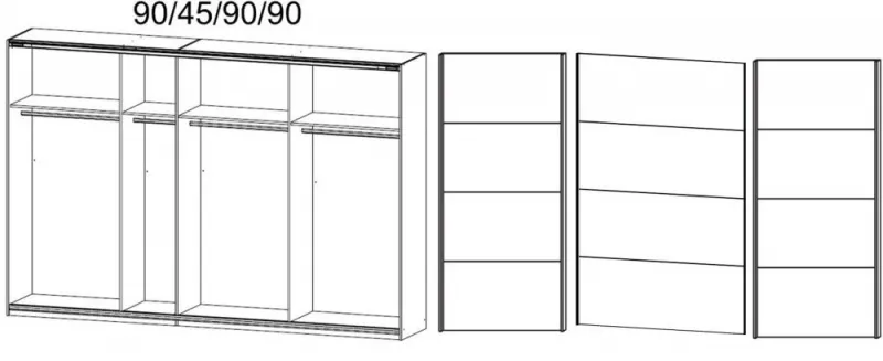 Quadra 3 Door Sliding Wardrobe - Oak, White