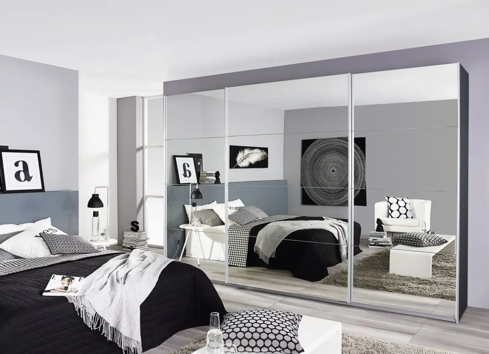 Quadra Full Mirrored Sliding Wardrobe