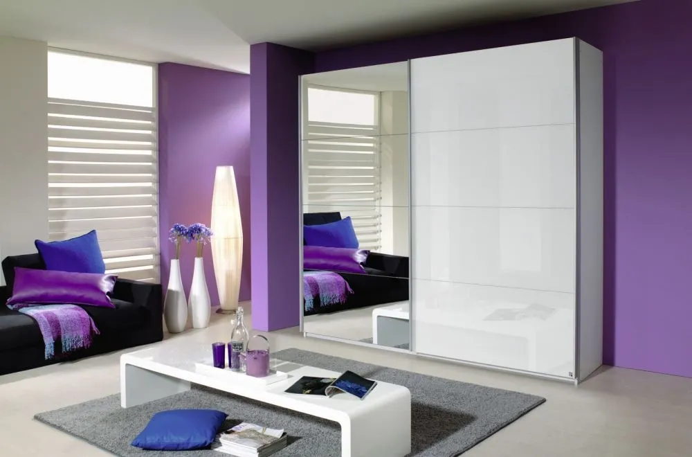 Quadra Gloss Sliding Wardrobe with Mirror - MDF, Chipboard