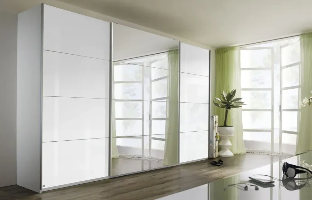 Quadra Gloss Sliding Wardrobe with Mirror - MDF, Chipboard