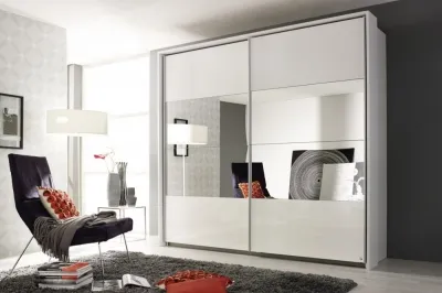 Quadra Gloss Sliding Wardrobe with Mirror - MDF, Chipboard image