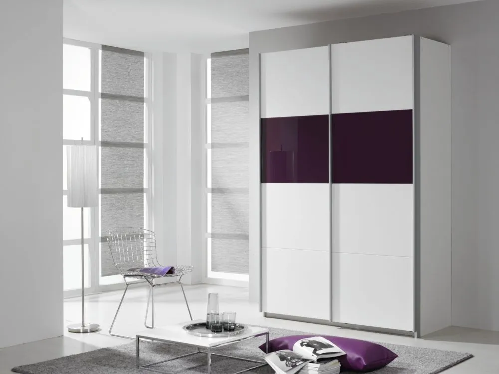 Quadra Sliding Wardrobe with Decor and Part Glass - MDF