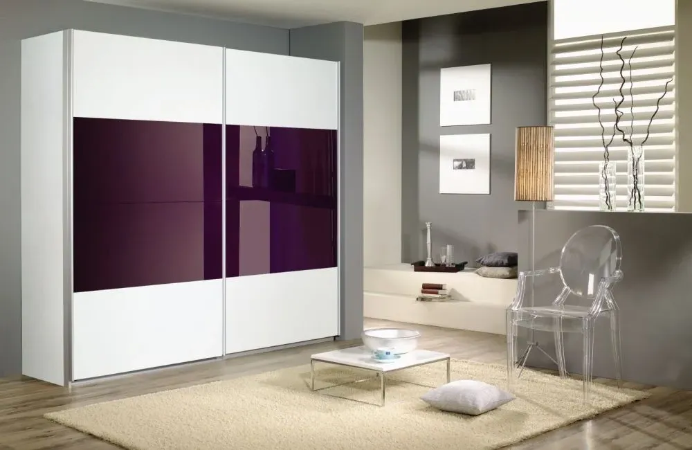 Quadra Sliding Wardrobe with Decor and Part Glass - MDF