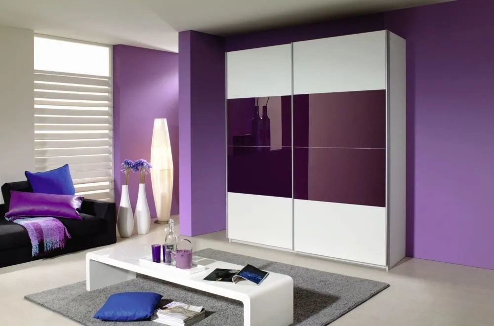 Quadra Sliding Wardrobe with Decor and Part Glass - MDF