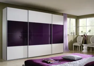 Quadra Sliding Wardrobe with Decor and Part Glass - MDF image