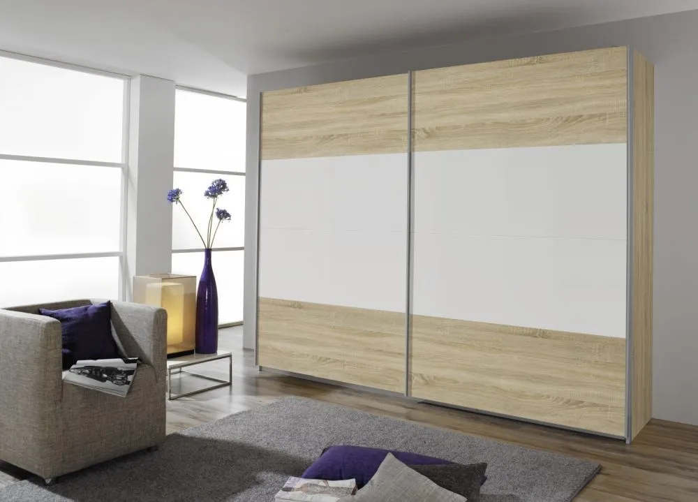Quadra Sliding Wardrobe with Decor Front - MDF, Chipboard